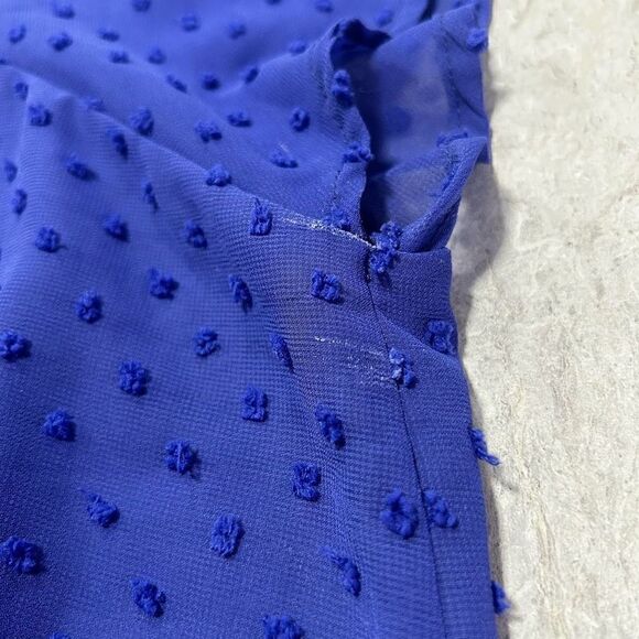 Andree By Unit Women’s Purple Swiss Dot Key Hole Ruffle Top Plus Size 2X - Picture 9 of 14